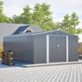 thumbnail image 5 of LZBEITEM 12'x14' Outdoor Metal Shed with Floor Frame kit , Updated Frame & Lockable Doors for Backyard, Garden, Lawn, Gray, 5 of 14