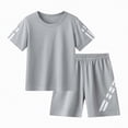 thumbnail image 4 of HCNTES Toddler Baby Boys Spring Summer Clothes Short Sleeves T-Shirt Tops + Shorts Cute Outfits Set For 2t 3t 4t 5t 6t 7t 8t 9y Kid Daily School Activities(L2-Grey,3-4 Years), 4 of 4