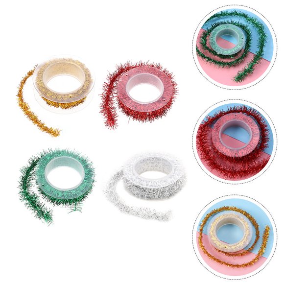 WEUVEB 4Pcs Thin Tinsel Garland for Christmas Tree and Decoration in Assorted Colors