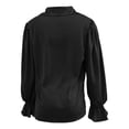 thumbnail image 5 of Tiweut Button Down Shirts for Women Elegant Satin Silk Long Puff Sleeve Lapel Solid Color Ladies Tops, 5 of 5