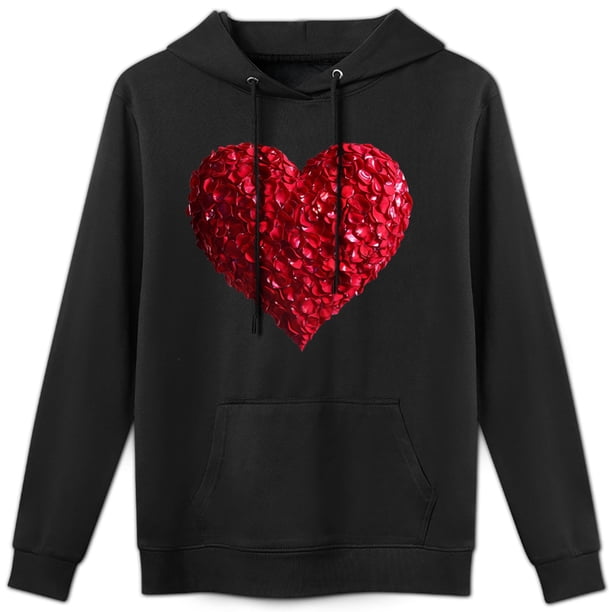 Sudadera Corazón Rojo con Lentejuelas Elegante Regalo