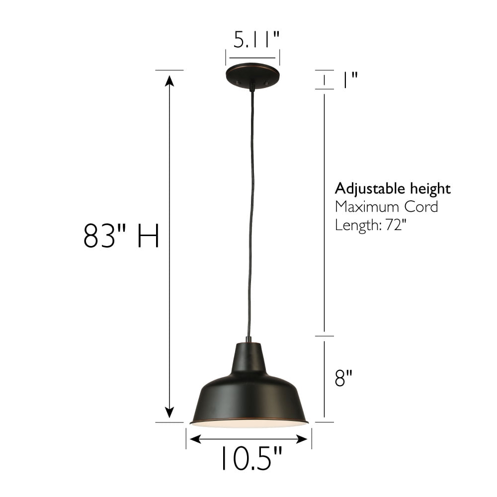 Design House Mason Farmhouse 1-Light Pendant Light, Oil Rubbed Bronze