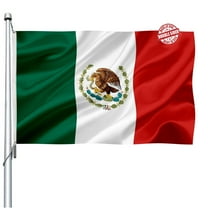 Double Sided Mexico Flag 3x5 FT Outdoor- UV Fade Resistant 3Ply Mexican National Flags Canvas Header with 2 Brass Grommets