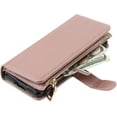 thumbnail image 5 of Samsung Galaxy Z Fold 3 5G Wallet Case with S Pen Holder,Detachable 2 in 1 Magnetic [9 Card Slots] Removable Wrist Strap Zipper PU Leather Case for Samsung Galaxy Z Fold 3,RoseGold, 5 of 14