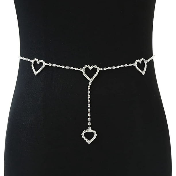 Rhinestone Belly Chain, Crystal Waist Chain Sparkly Body Chain Jewellery,  Silver, 1pcs