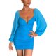 thumbnail image 5 of Txlixc Vestido de manga larga femenino, costura de malla, mallas de color sólido Txlixc moda, 5 of 8