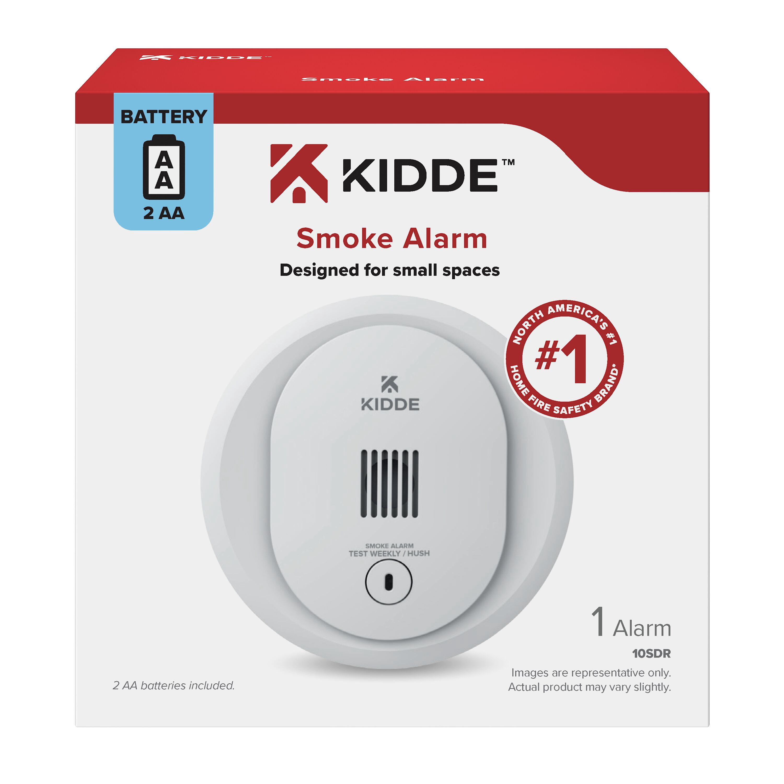 Kidde Battery-Operated Photoelectric Smoke Detector Alarm, 4-Inch, Batteries Included