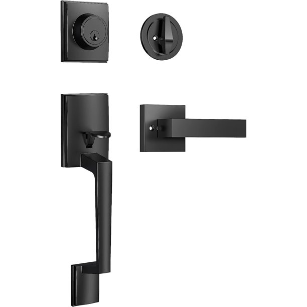 Brightify Front Door Lock Set, Matte Black Front Door Handle with Door
