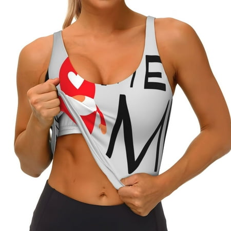 Qokaie Gnome Home With A Cute Gnome Pattern Womens Scoop Neck Sports Bra Breathable Workout Vest Padded U Back Medium Impact Fitness Gym Yoga Bra Workout Crop Top