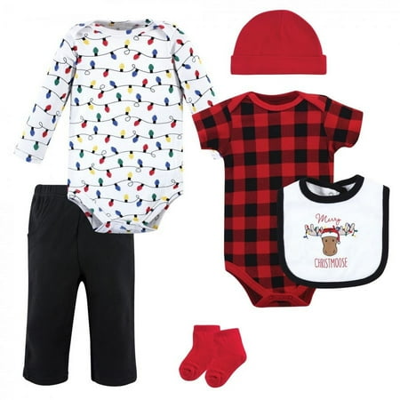 UPC: 0660168156935 | Hudson Baby Unisex Baby Cotton Layette Set Christmoose 3-6 Months