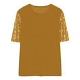 thumbnail image 5 of QATAINLAV Womens Fashion Sequin Glitter Short Sleeve Shirts Dressy Casual Crewneck Velvet Blouse Elegant Evening Party Tees Tops, Beige, XXL, 5 of 5