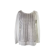 Style & Co Womens White Foil Textured-Front Pullover PXL