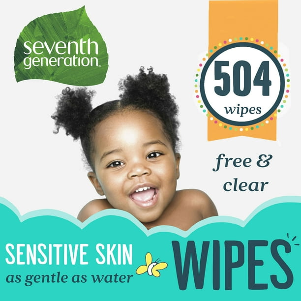Seventh Generation Free & Clear Baby Wipes, Unscented, 504 Count