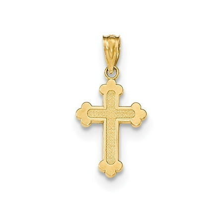 14k Yellow Gold Polished Small Budded Cross Pendant