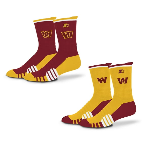 Unisex-Starter  Burgundy/Gold Washington Commanders Breakaway Crew Sock 2 Pack