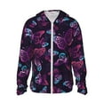 thumbnail image 2 of Uemuo Purple Butterfly Pattern Women's Full Zip UPF 50+ Sun Protection Hoodie Jacket Long Sleeve Sun Shirt Hiking Outdoor Performance with Pockets-Small, 2 of 9