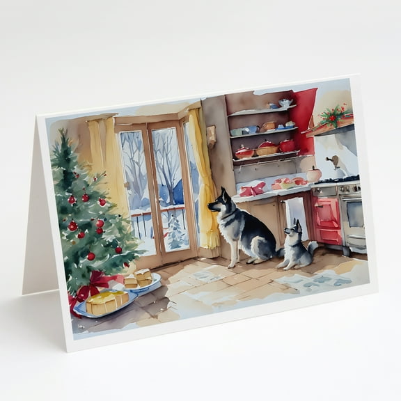 Norwegian Elkhound Christmas Cookies Greeting Cards Pack of 8 7 in x 5 in
