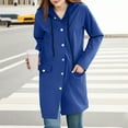 thumbnail image 4 of YDFCWXW Raincoats For Women Waterproof Button Down Long Hooded Trench Coats With Pockets Fashion Hiking Travel Windbreaker Blue, XL, 4 of 7