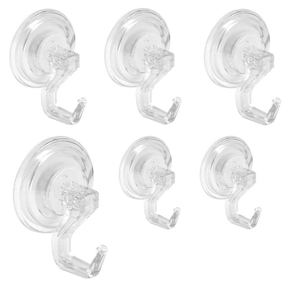 iDesign Clear Power Lock Bathroom Shower Plastic Suction Cup Hooks