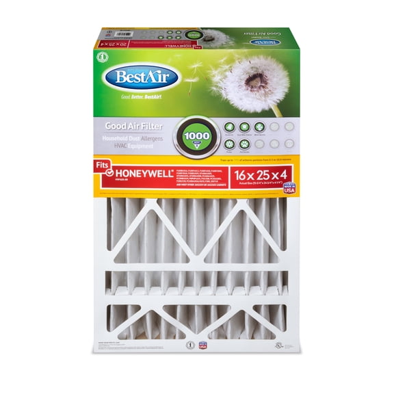 BestAir HW1625-8R Honeywell 16x25x4 Series 1000 MERV 8 Furnace Filter