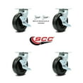 thumbnail image 2 of 6 Inch Phenolic Caster Set with Ball Bearings 4 Brake 2 Swivel Lock SCC, 2 of 2