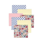 Little Treasure Hudson Baby Girls Cotton Poly Flannel Receiving Blankets 7-Pack, Pink Blue Pretty Florals, 30x30 inches