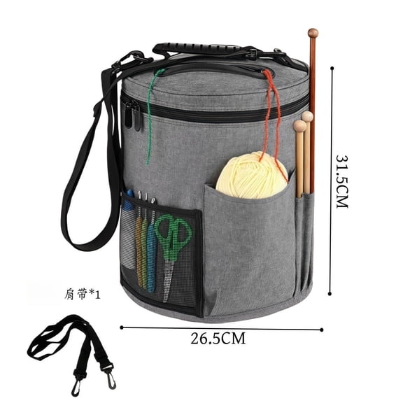Knitting Bag Yarn Storage Organizer, Large Capacity Hooks Needle Crochet Craft Bag with Side Pocket, Portable Sewing Tool Storage Tote for Women Sweater DIY Handmade Supplies