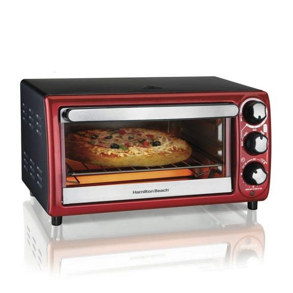 Hamilton Beach 4-Slice Countertop Toaster Oven with 5 Versatile Cooking Modes, Red