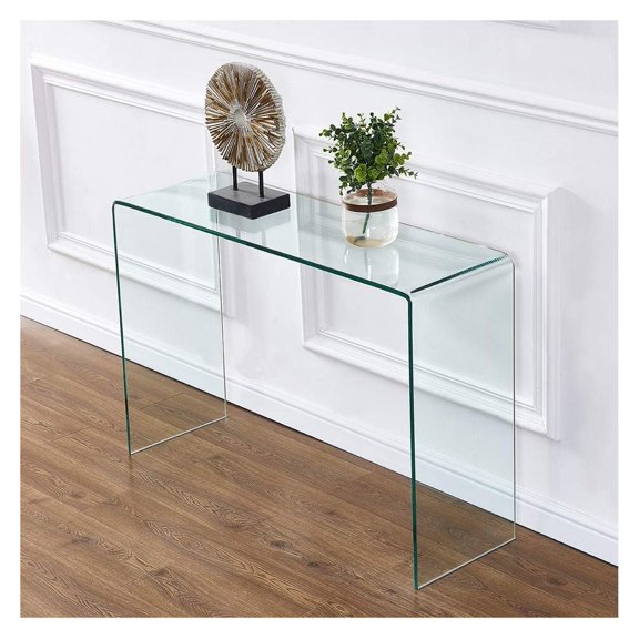 Clear Glass Narrow Console Table Behind Couch Table Narrow Entryway Table(43.3x13.8x29.5 inch)