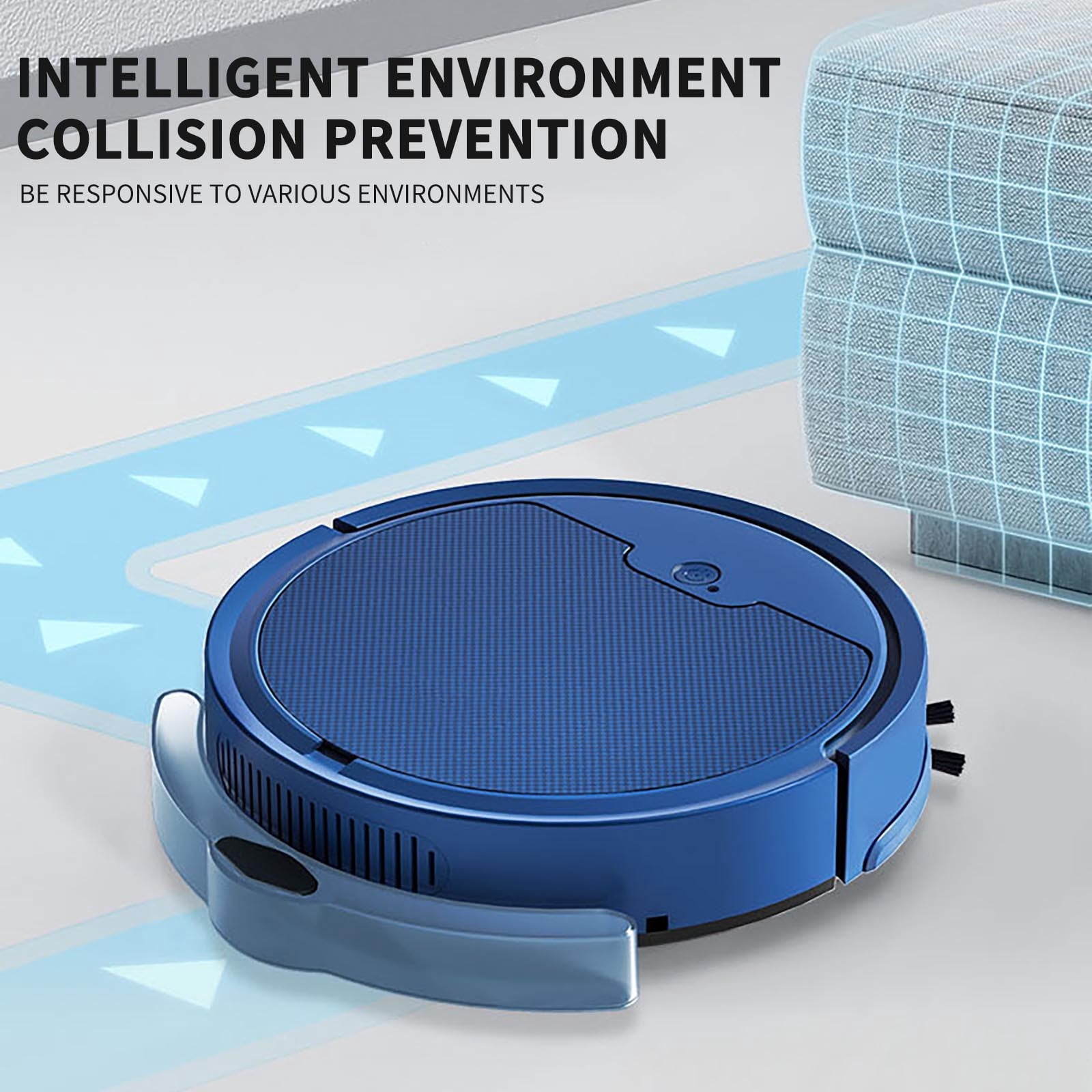 UAEBM Smart Robot Vacuum Cleaner with Large Water Tank, All-in-One Sweeping and Mopping Robot, App Controlled Wet Mopping Robot Cleaner Blue