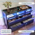 thumbnail image 6 of 7 Drawer Black Dresser For Bedroom, Long Dresser With Charging Station And Led Lights, Led Dresser Chest Of Drawers With 3 Visual Drawers, Modern Wood Dresser For Bedroom Living Room Hallway Entryway, 6 of 9