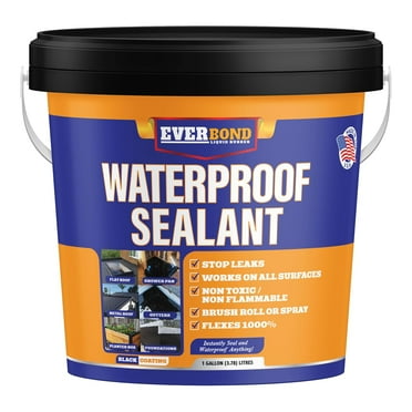 Waterproof Sealant - All Surface Leak Repair Indoor and Outdoor Waterproof Coating, Water-Based, Easy to Apply, Original Black, 1 Gallon