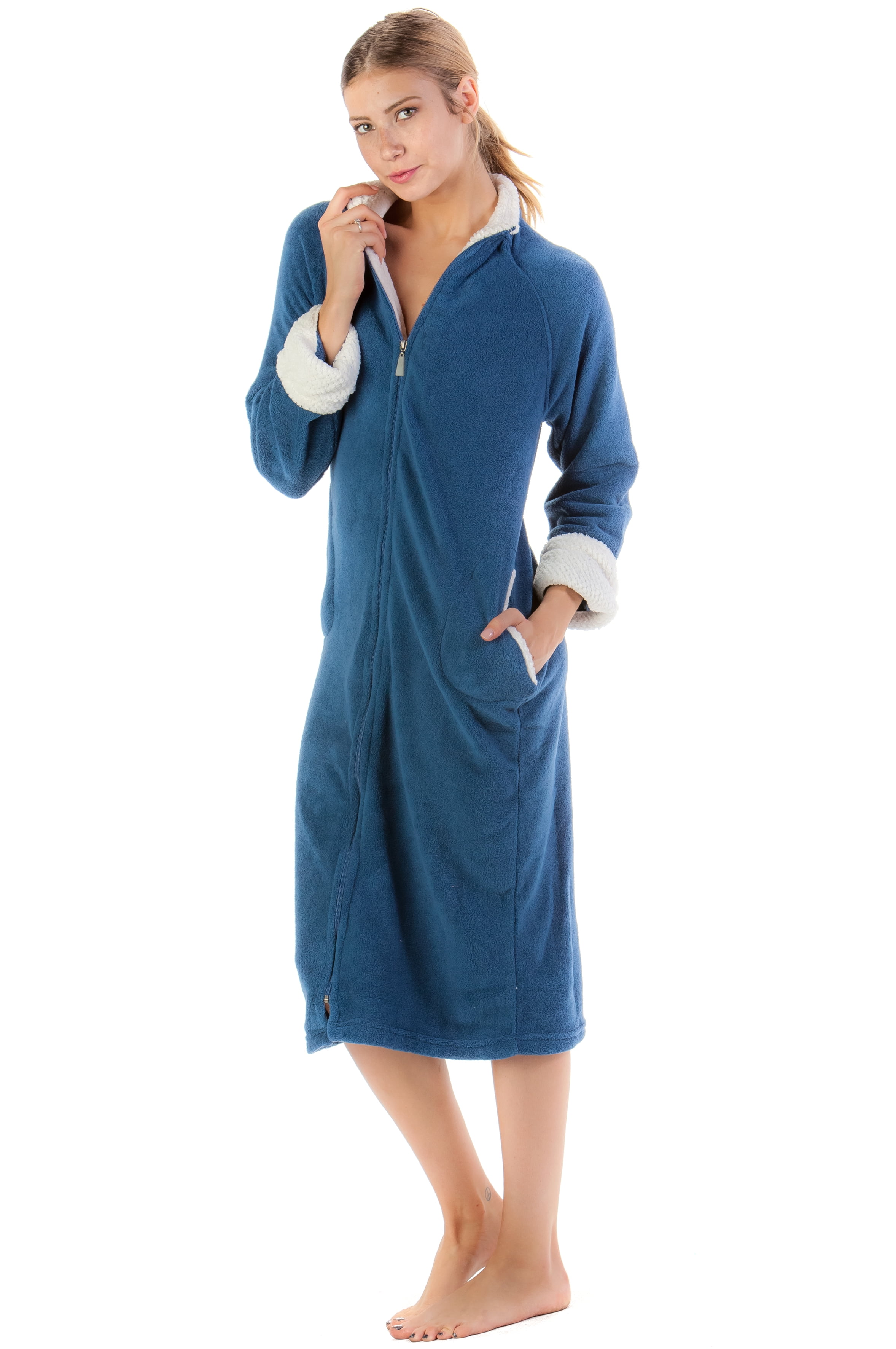 Casual Nights Women's Zip Front Plush Fleece Robe - Walmart.com