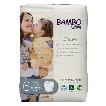 Bambo Nature Dream Toddler Training Pants  Eco-Friendly - Size 6  40 lbs and up  19 Count  5 Packs  95 Total