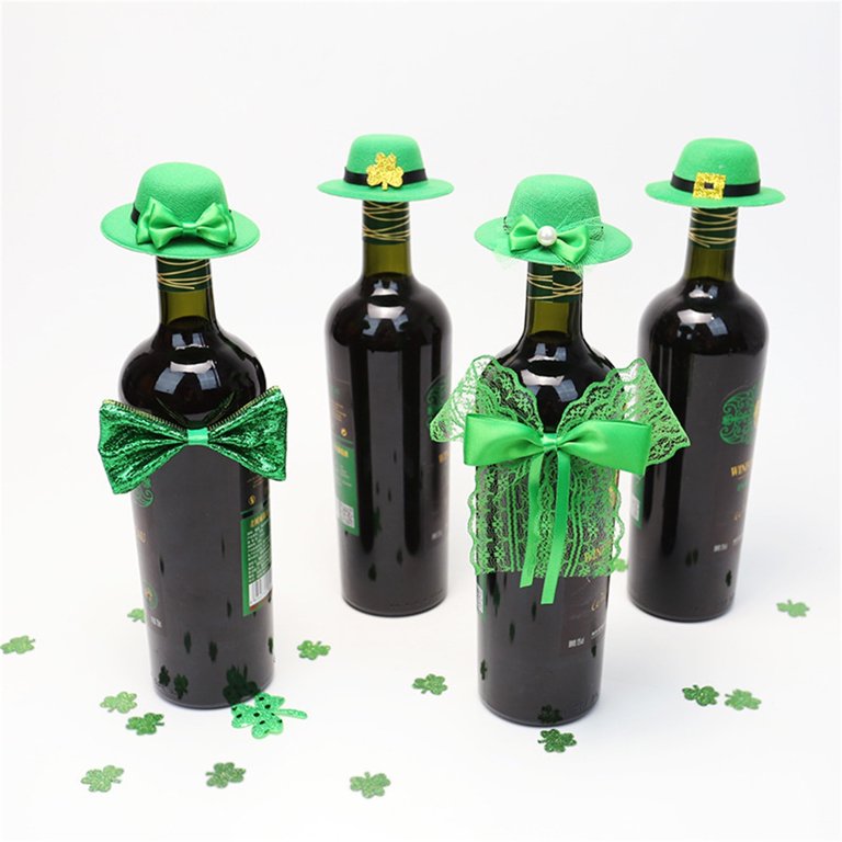 Taqqpue St Patricks Day Decorations on Clearance!St Patricks Day Wine  Bottle Stopper Decors Mini Hat & Bow Ties St Patricks Day Magnetic Drink  Markers and Wine Charms for St Patricks Day Party