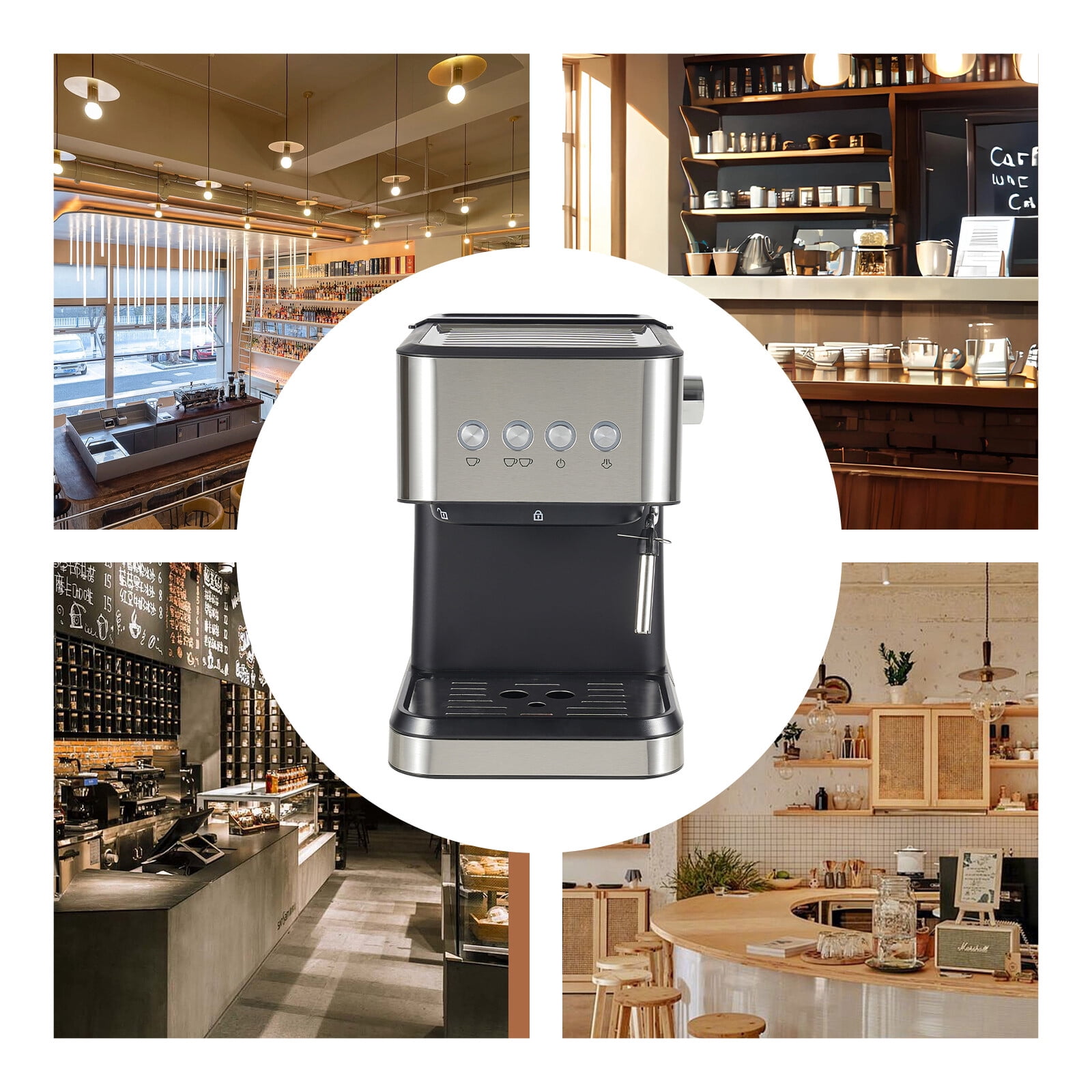 Semi-Automatic Espresso Machine, 1050W Coffee Maker with 15-20 Bar Pressure, 50.7 Oz Large Water Tank for Home Use