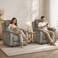 thumbnail image 4 of Bonzy Home Power Recliner Chair Set of 2 — Electric Recliner with Remote Control & Side Pockets, Compact Home Theater Seating for Small Spaces, Khaki, 4 of 9