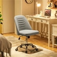 thumbnail image 3 of Alden Design Linen Fabric Mid Back Office Desk Chair with Metal Base, Light Gray, 3 of 9