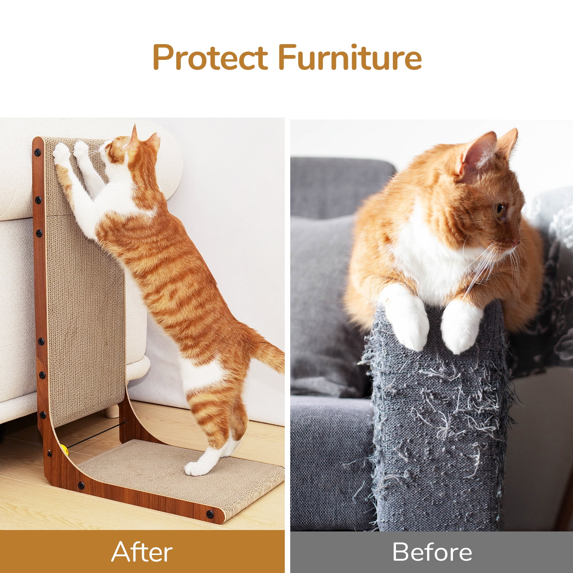 FUKUMARU Curved Cat Scratcher, 26.8 inch Cardboard Scratch Pad, 2 Pack