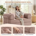 thumbnail image 4 of COOLHUT 63" W Combination Sofa, High Rebound Density Foam Sofa Couch, Two Forms Floor Couch Three Seats Sofa Bed for Living Room, Bedroom, Pink, 4 of 14