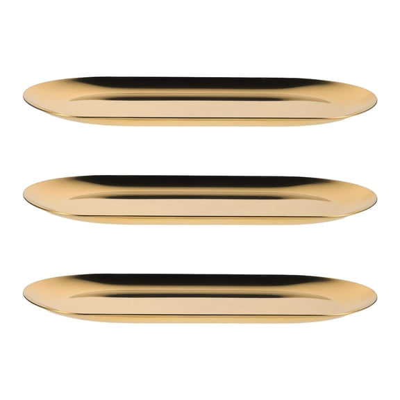 Hemobllo 3Pcs Stainless Steel Golden Serving Tray Multipurpose Decorative Home Platter