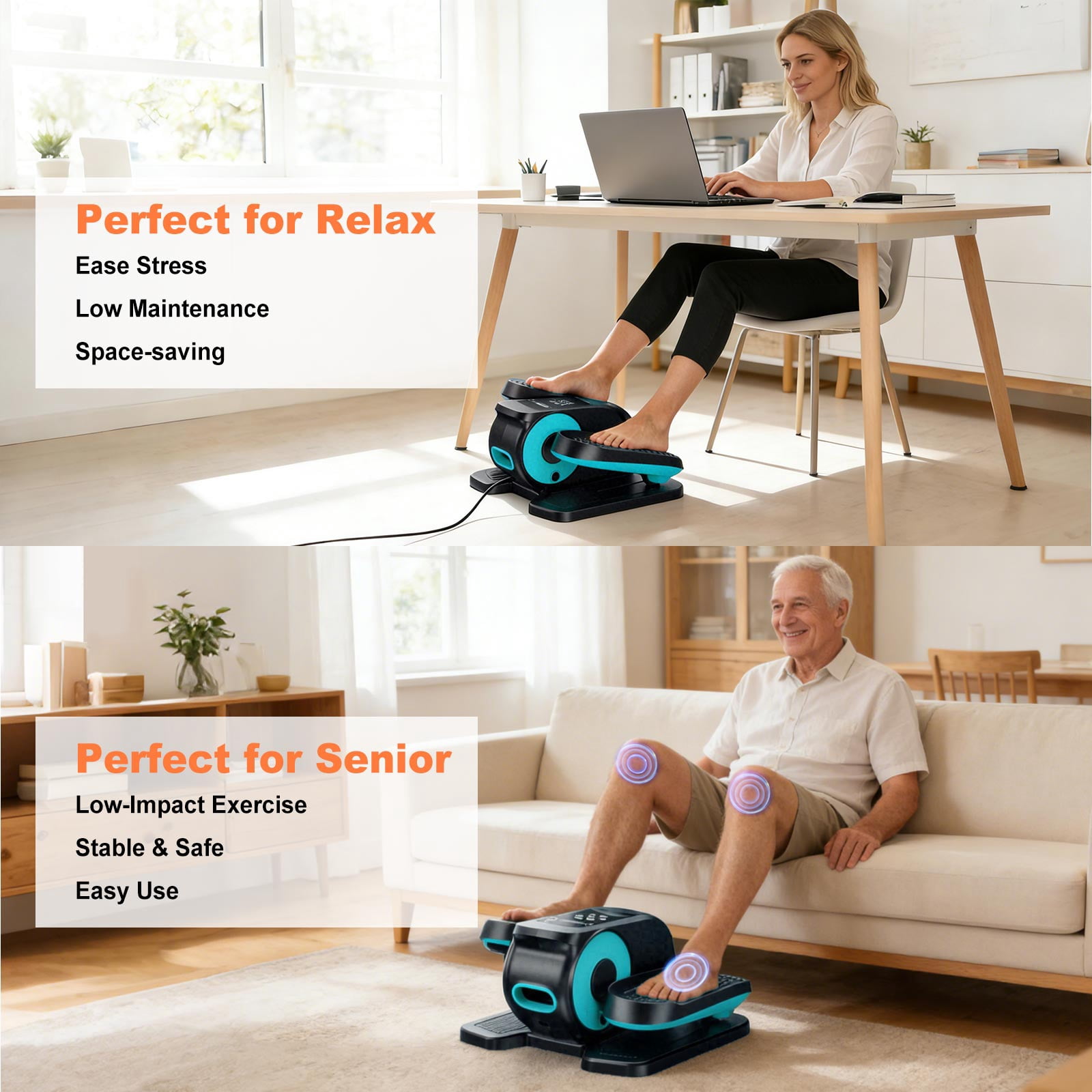 Under Desk Elliptical Machine, Ellipse Leg Exerciser While Sitting, Quiet Portable Electric Seated Pedal Exerciser,Fully Assembled with Remote Control & 12 Adjustable Speeds