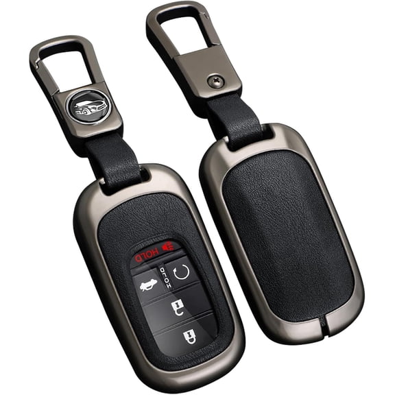 Key Fob Cover Compatible with Honda Accord CRV Pilot HRV City Civic BRV 2023-2026 4 Button Leather Keychain Case Holder Protector,Black