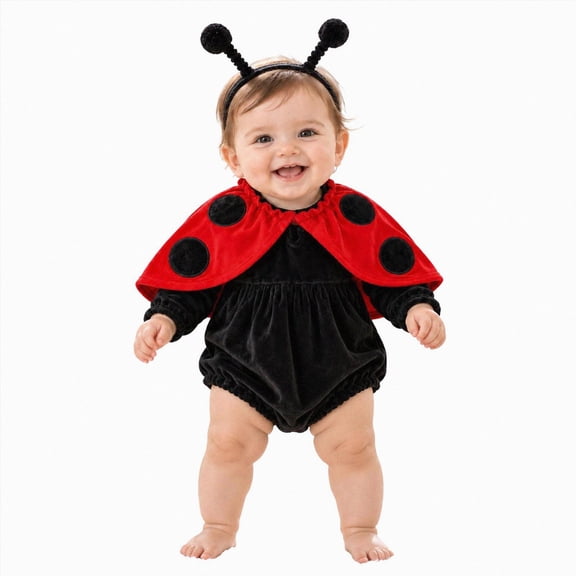 Tekila Girls Halloween Long Sleeve Romper, Breathable Polyester Crew Neck Jumpsuit, Cute Fall Outfit 6 9 Months(Red, 6-9 Months)