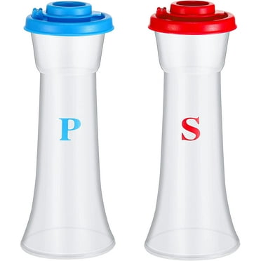 Set of 2 Plastic Salt and Pepper Shakers with Lids Large Moisture Proof Salt Shaker Pepper Container Hourglass Covered Salt and Pepper Holder for Home Kitchen Restaurant Camping