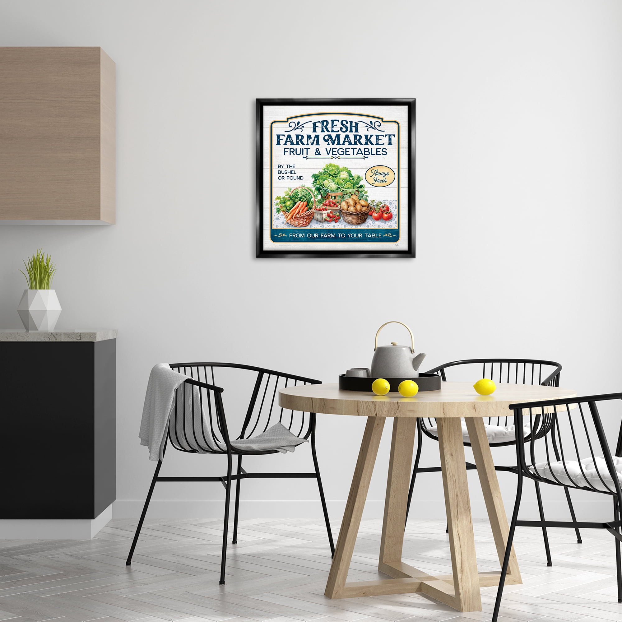 Stupell Industries Fresh Farm Market Food & Beverage Painting Black Floater Framed Canvas Art Print Wall Art, 25 x 25