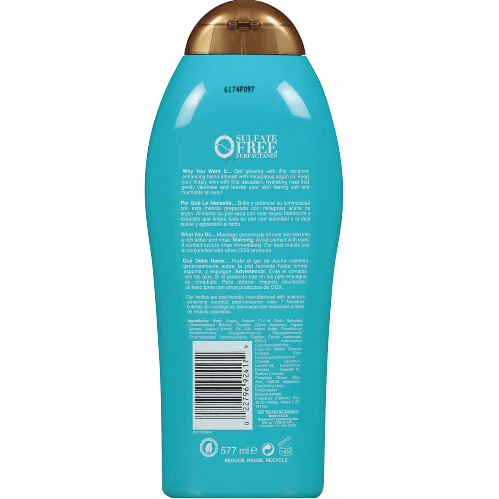 OGX Radiant Glow Argan Oil of Morocco Body Wash 19.5 oz (Pack of 2)
