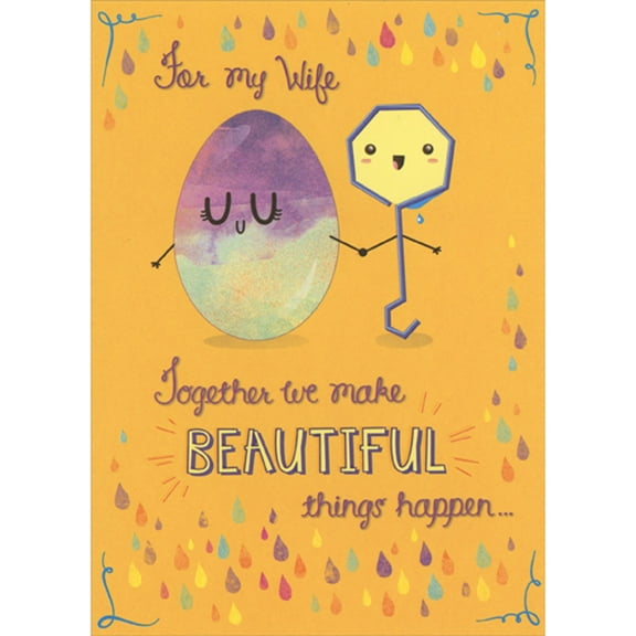 Designer Greetings Together We Make Beautiful Things Happen: Egg and Dipper Funny / Humorous Easter Card for Wife