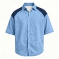 thumbnail image 7 of Big & Tall Men's Short Sleeve Button Down Shirts Casual Colorblock Lightweight Denim Look Workwear Tops for Daily Wear, 7 of 7