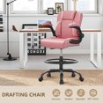 thumbnail image 7 of HYSpacerX 500 LBS Big & Tall Ergonomic High Back Leather Office Chair, Adjustable Height Flip-Up Armrest Executive Computer Chair for Standing & Counter Height Desk, Pink, 7 of 7